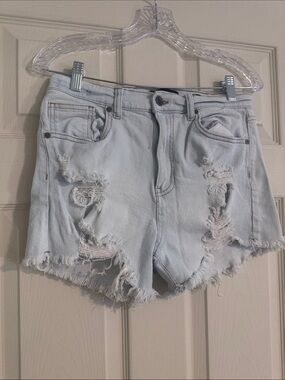 Kendall & Kylie Pale Blue Distressed Denim Cutoff Shorts